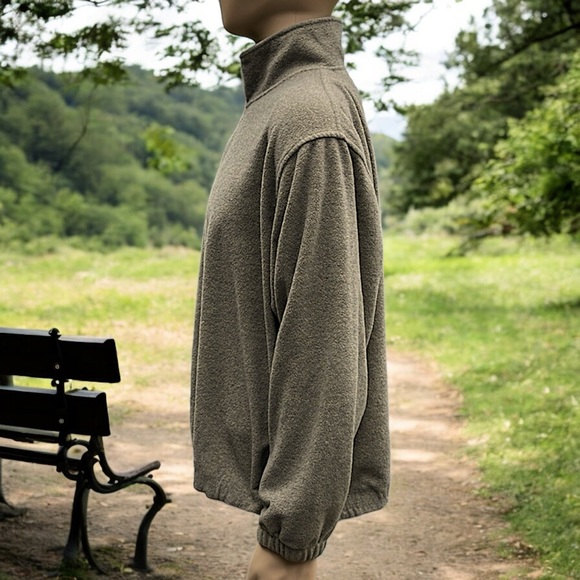 Croft & Barrow Sport Grayish Tan Quarter Zip Drop Shoulder Fleece Pullover - Picture 6 of 16